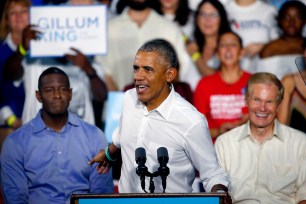 Former President Barack Obama campaigns in Florida for Senator Bill Nelson and gubernatorial nominee Andrew Gillum.