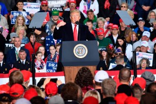 President Donald Trump speaks at a campaign rally in West Virginia.