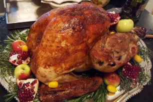 This “presentation turkey” by chef Mazzu Kirstein, is for photos and leftovers — not actual Thanksgiving dinner.