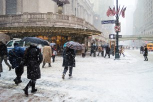 Snow in New York City.