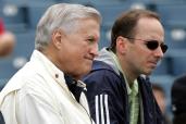 George Steinbrenner and general manager Brian Cashman watch spring training in 2005.