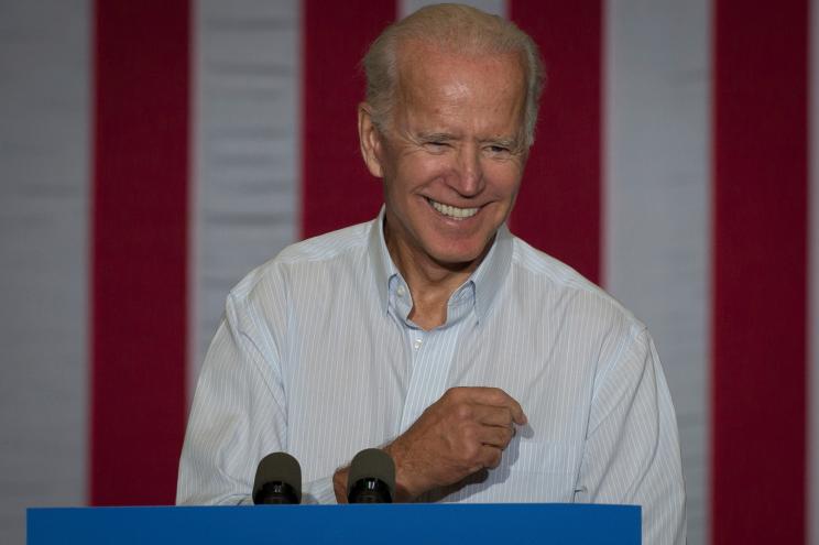 Joe Biden speaks during a campaign event for democratic congressional candidate Amy McGrath.