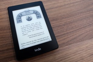 The Amazon Paperwhite Kindle, seen during an Amazon products release event in Manhattan.