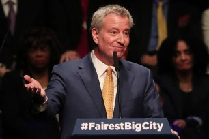 Bill de Blasio speaks during the State of the City.