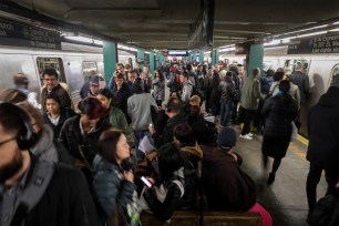 Crowds on the NYC subway.