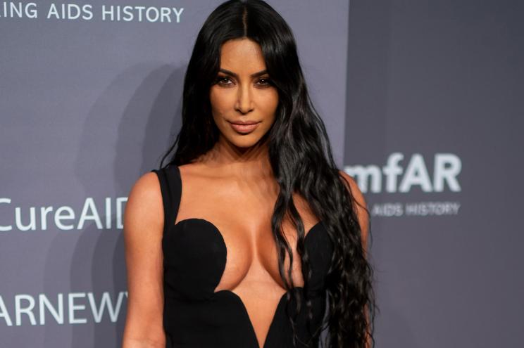 Kim Kardashian arrives at the amfAR Gala Wednesday night.