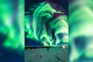 The huge dragon-shaped aurora