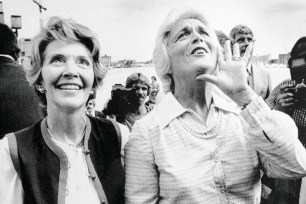 Nancy Reagan and Barbara Bush