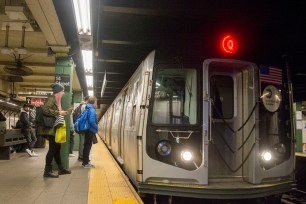 An MTA subway train at a station