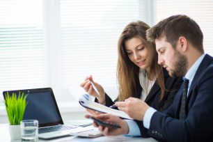 Man and woman at work.