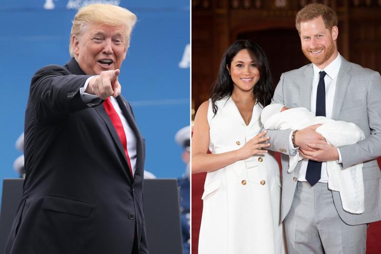 President Trump, Meghan Markle and Prince Harry, with the couple's son Archie
