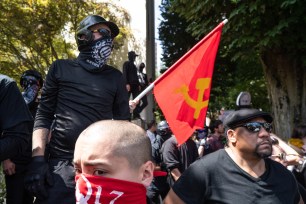 antifa marchers in Portland