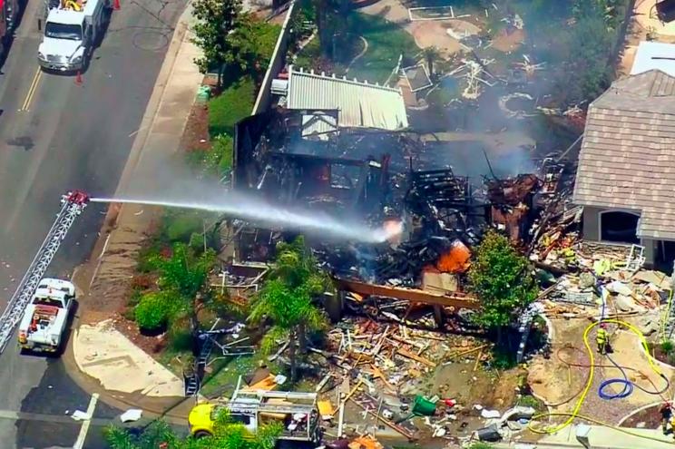 The aftermath of an explosion that destroyed a house Murrieta, Calif.