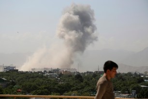 Smokes rises after a huge explosion in Kabul, Afghanistan.