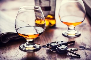 Snifters of cognac or brandy and car keys