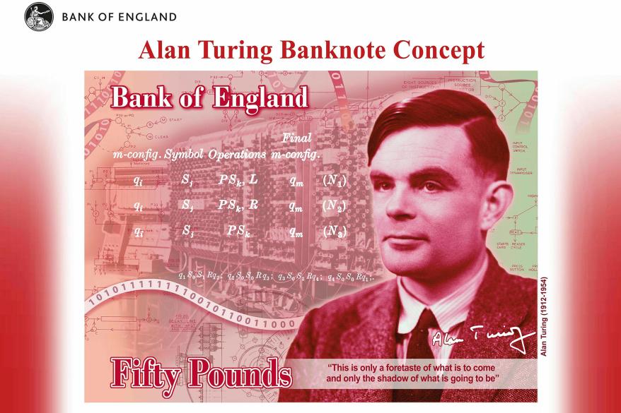 The concept of the new 50-pound note bearing the image of Second World War code-breaker Alan Turing.