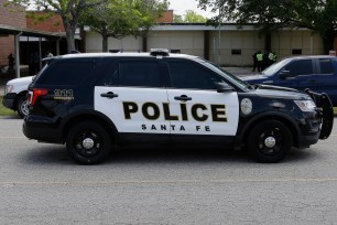 A police car parked in Santa Fe, Texas.