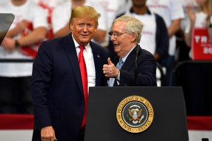 President Donald Trump and Senate Majority Leader Mitch McConnell at a campaign rally in Lexington, Ky., on Monday.