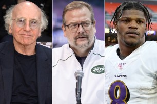 Larry David, Mike Maccagnan, Lamar Jackson