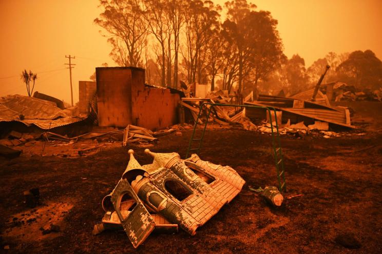 The remains of a destroyed house are pictured in Cobargo, as bushfires continue in New South Wales, Australia.