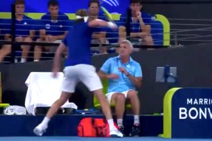 Stefanos Tsitsipas accidentally hits dad with racket