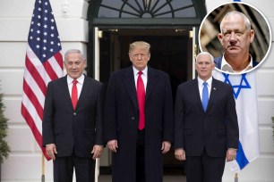 Vice President Pence has invited Israeli prime minister Benjamin Netanyahu and political rival, Benny Gantz (inset), to the White House.