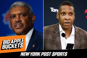 New York Knicks president Steve Mills and Toronto Raptors president Masai Ujiri