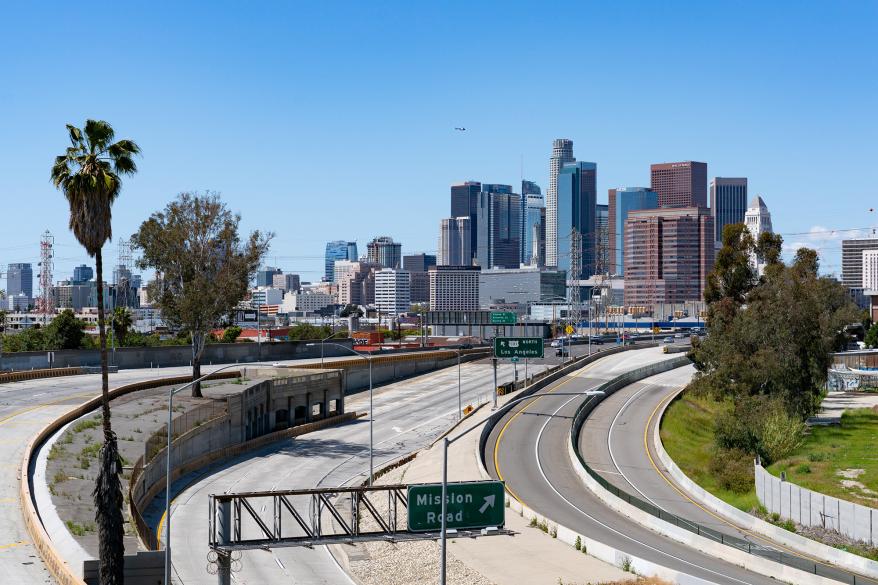 LA freeway rush hour coronavirus