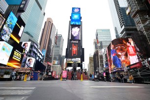 Times Square is unusually quiet as fear of the coronavirus grips New York City.