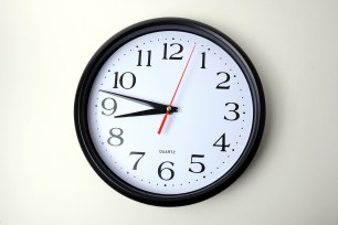 A general view of a clock face as seen in Hawthorne, NJ