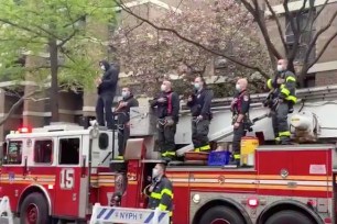 FDNY's Louis DeRosa perform's "The Star-Spangled Banner".