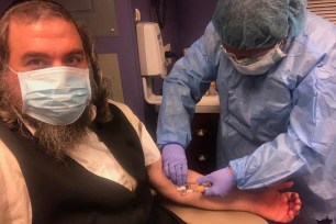 A member of the Orthodox Jewish community get evaluated as a potential plasma donor.