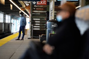 A nearly empty subway station in Queens.