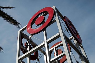 Target sign up high on a metal tower