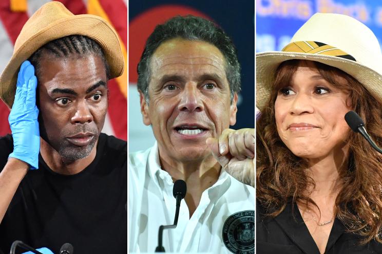 Chris Rock (left), Gov. Andrew Cuomo (center), and Rosie Perez (right)