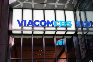 The new ViacomCBS sign at 1515 Broadway in NYC.