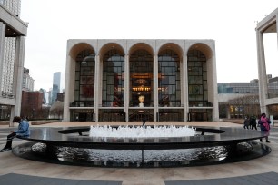 An empty plaza in front of the Metropolitan Opera House at Lincoln Center