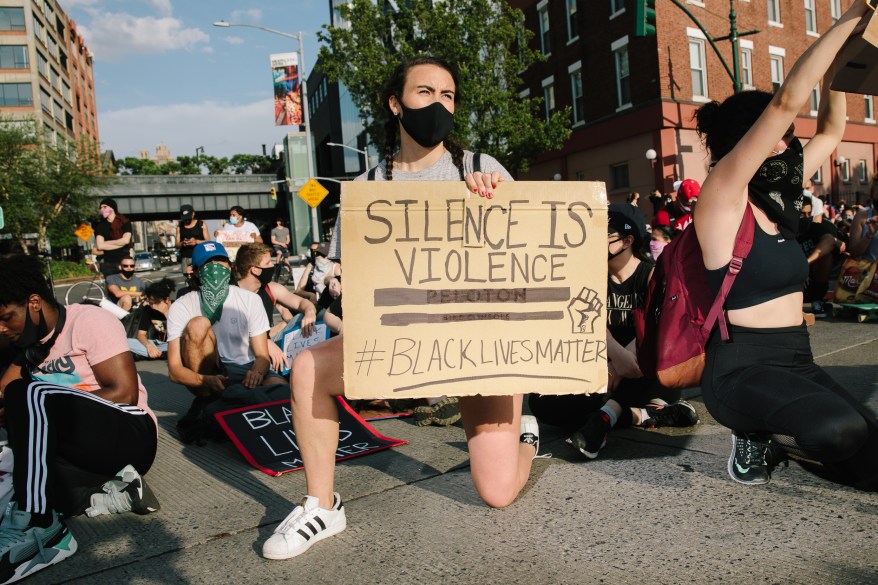 Protesters march north along the west side highway toward Columbus Circle in response to the death of George Floyd and police brutality.