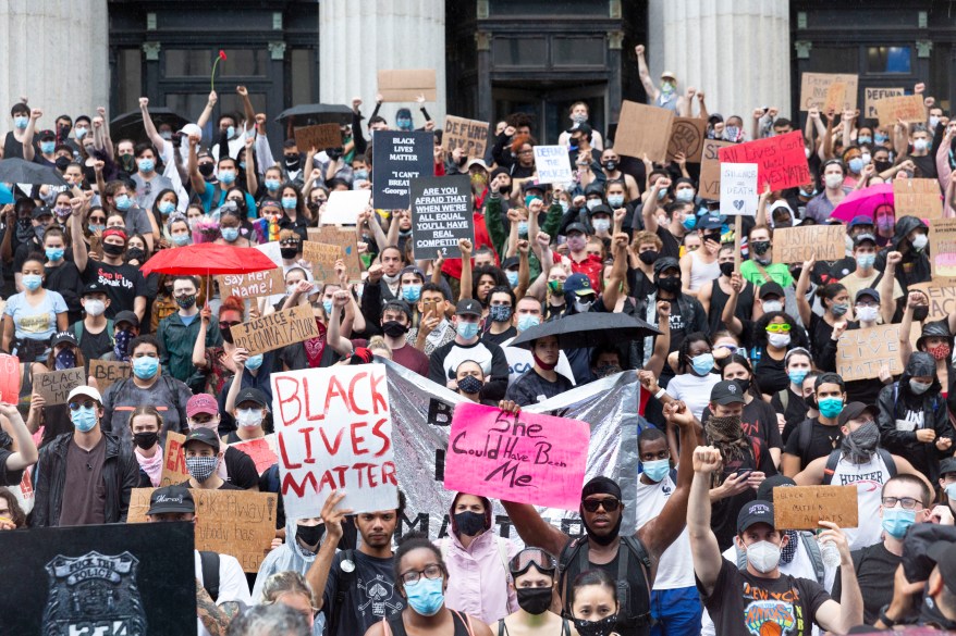 Peaceful protesters marched against NYPD police brutality from Washington Square Park, through Midtown to Madison Square Garden and all the way to the Upper West Side before being dispersed by police during curfew at 8 p.m.