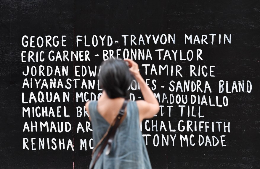 A mural listing the names of Black Americans killed by police at Broadway and Prince street in SoHo on June 6, 2020.