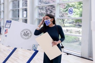 U.S. Rep. Alexandria Ocasio-Cortez (D-NY), votes early in the Democratic congressional primary election.