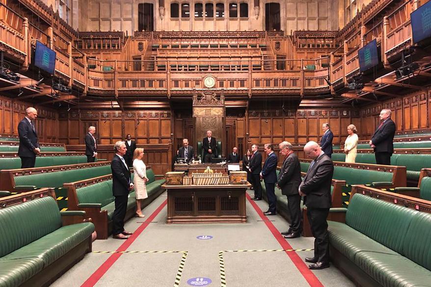 Speaker of the House Lindsay Hoyle leading a minute of silence for the stabbing victims in the House of Commons.