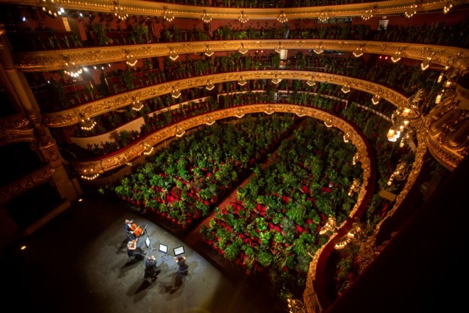 Musicians rehearse at the Gran Teatre del Liceu in Barcelona, Spain.