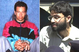 Wall Street Journal reporter Daniel Pearl in captivity by Pakistani militants (left) and Ahmed Omar Saeed Sheikh.