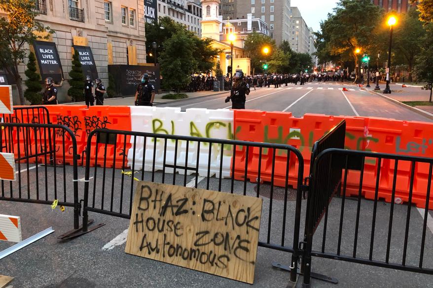 The "BHAZ" cop-free zone outside the White House.