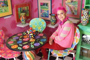 Mary Rose Young, from inside her unsellable rainbow home.