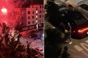 Fireworks seen going off in Crown Heights.