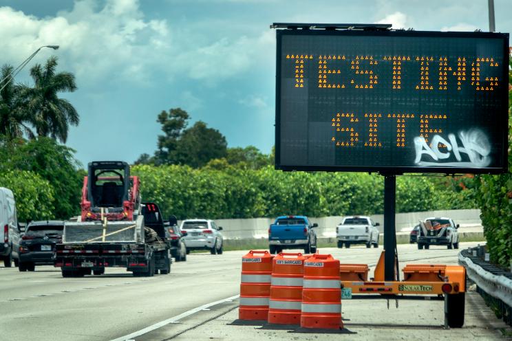 A testing sign in Miami, Florida