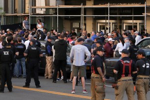 Police officers gather out of uniform in support of two cops in Buffalo accused of pushing 75-year-old man