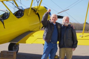 Garry Bowhill-Mann, left, meets Mike Nolan in Arroyo Grand, California.